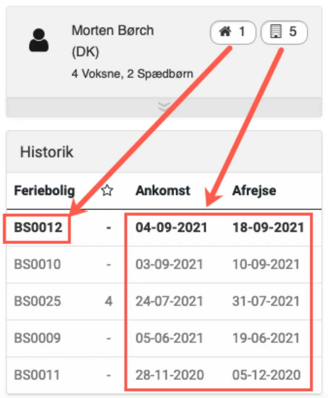 Booking historik