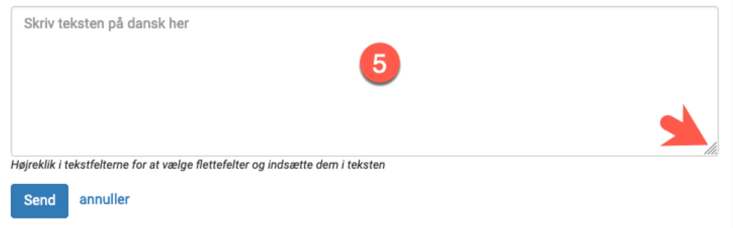 Ændre størrelse på tekstfeltet