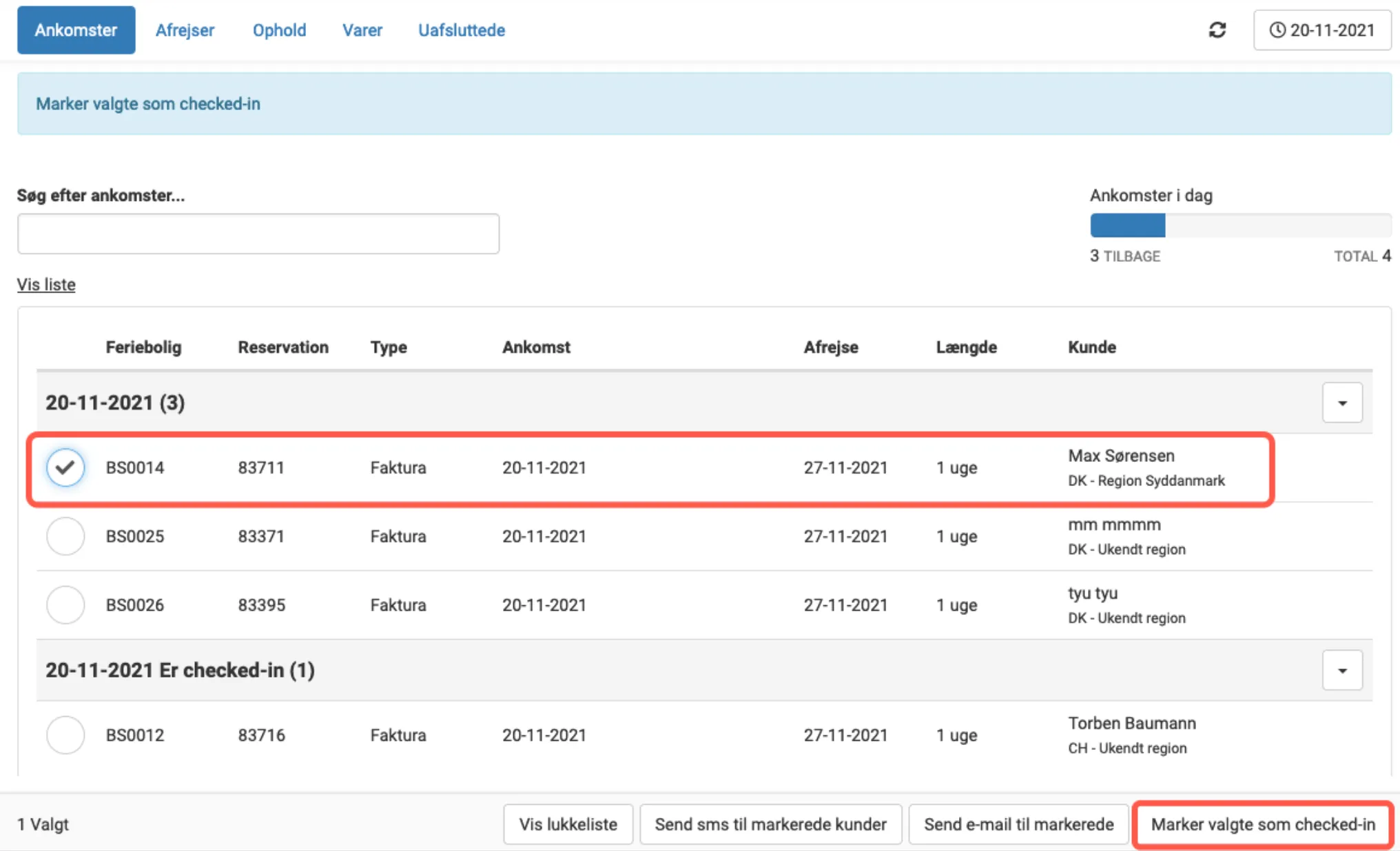 Markér som tjekket-in