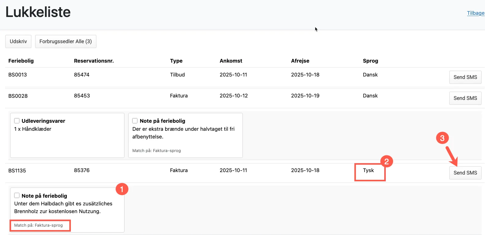 Sprogversioneret notat på lukkeliste