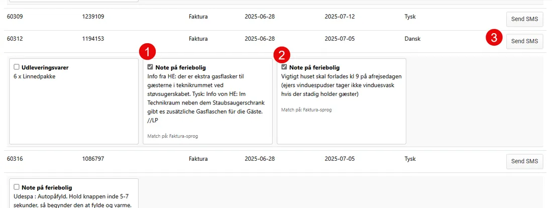 Marker noter der overføres til sms