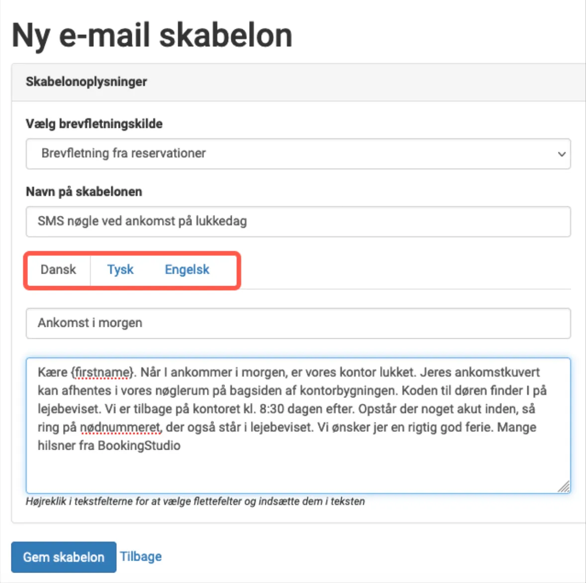 Brevfletningsskabeloner