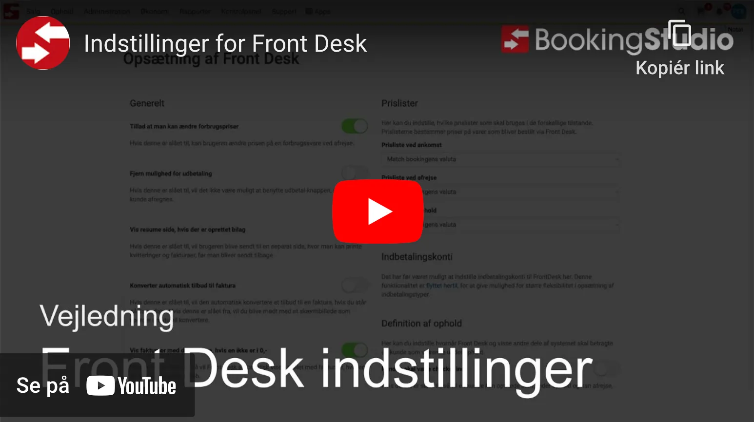 Front Desk opsætning