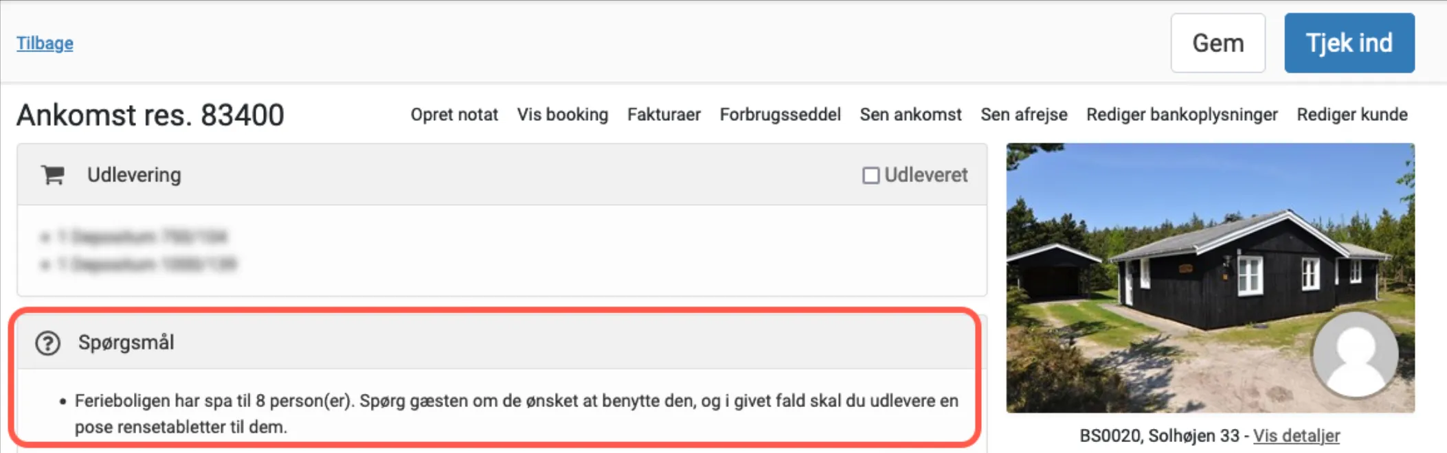 Se spørgsmål i reservationen