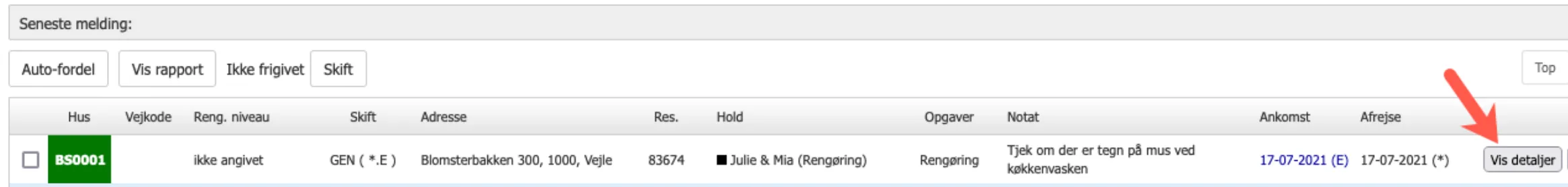 Vis detaljer ved reservation