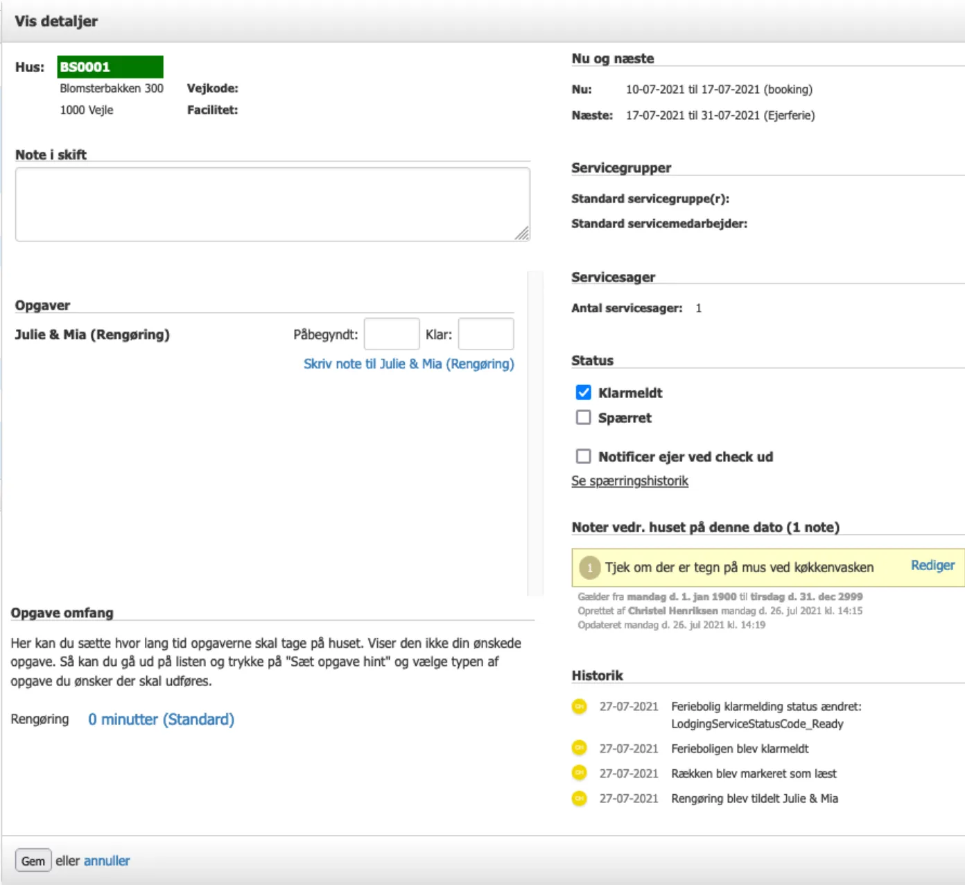 Vis detaljer ved reservation