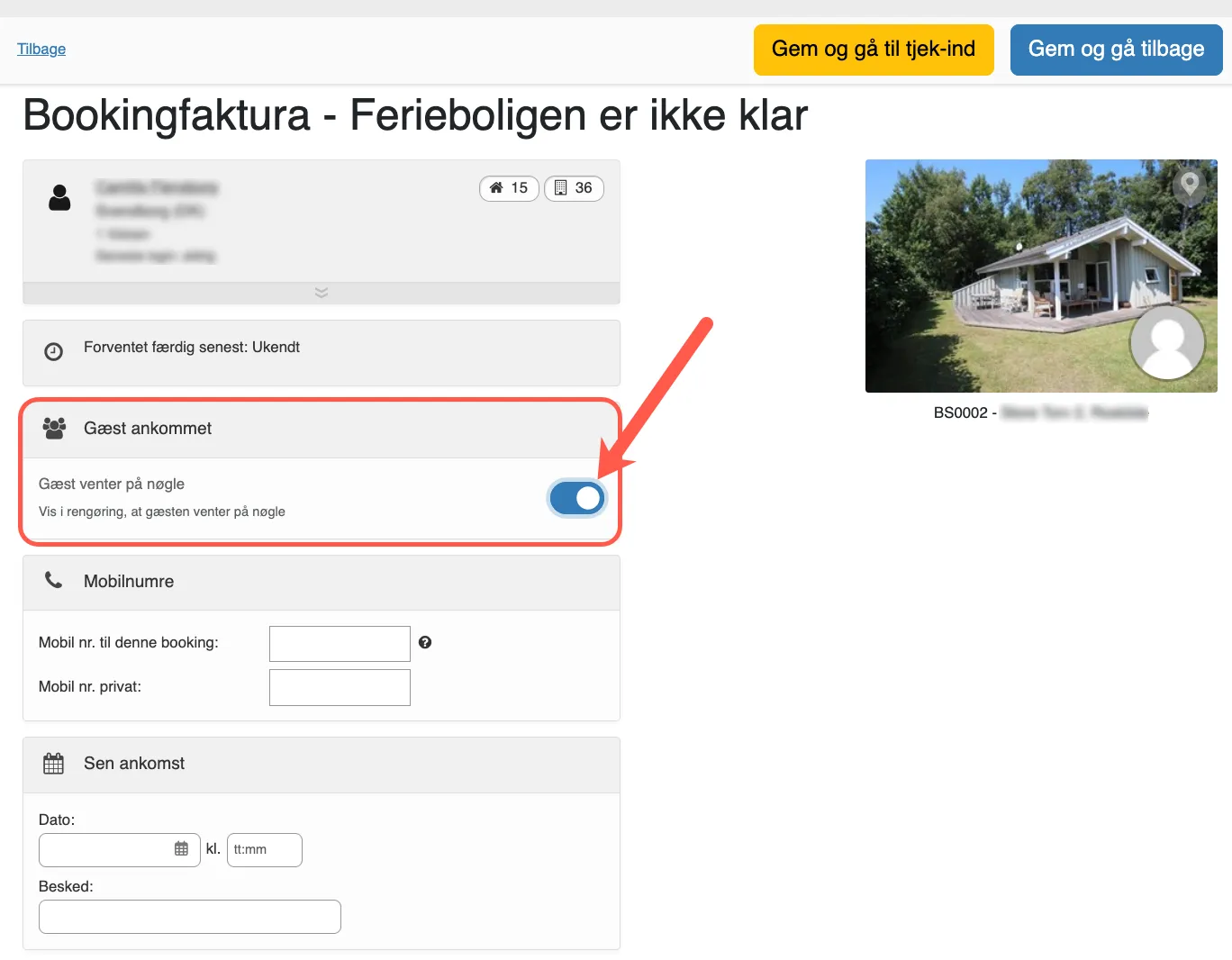 Funktion - gæst venter på nøgle