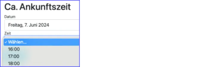 Vælg en dato og tidspunkt for en senere ankomst