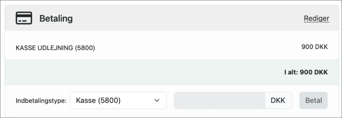 Vælg indbertalingstype for gavekortet