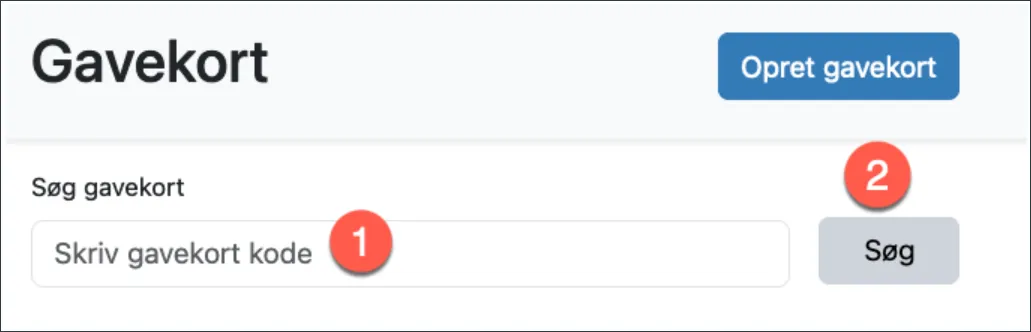 Tjek et eksisterende gavekort