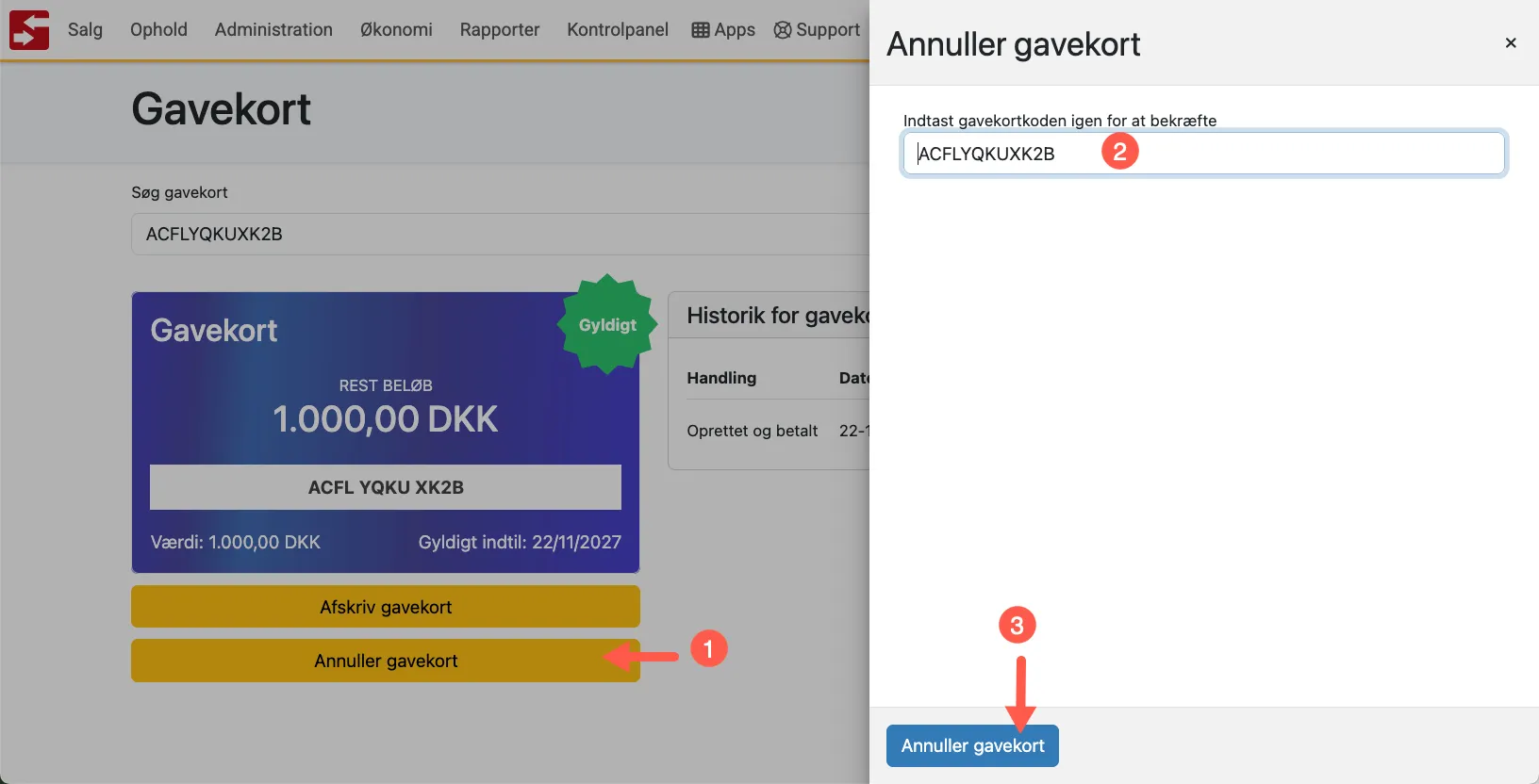 Annuller et gavekort
