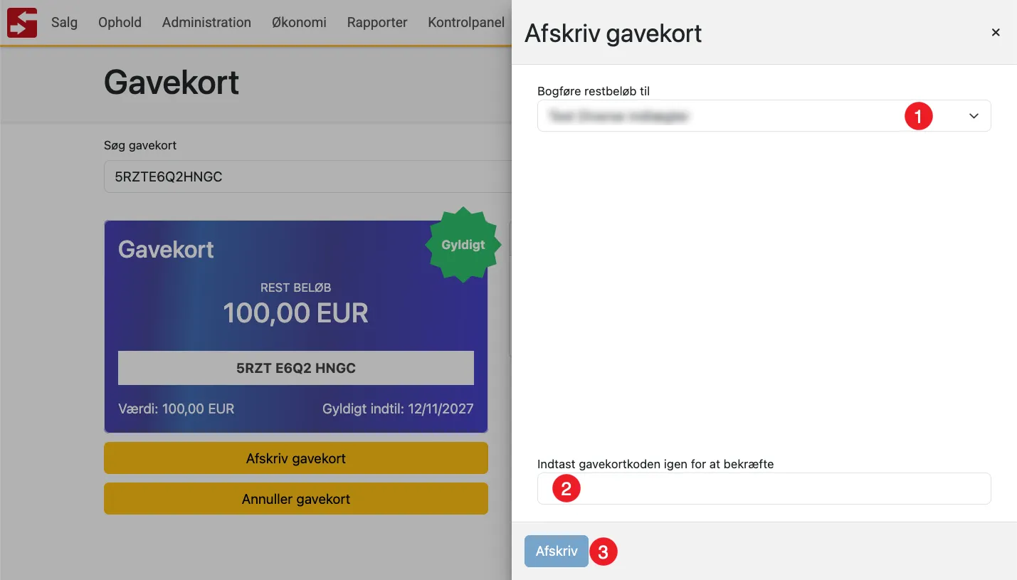 Afskriv et gavekort