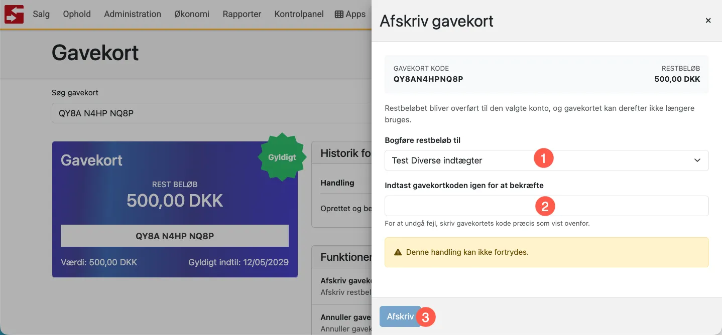 Afskriv et gavekort