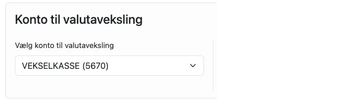 indstilling for konti til valutaveksling