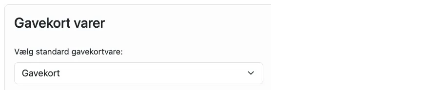 indstilling for konto til afskrivning af gavekort