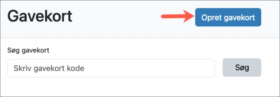 Opret gavekort