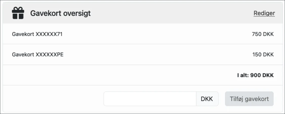 Opret flere gavekort