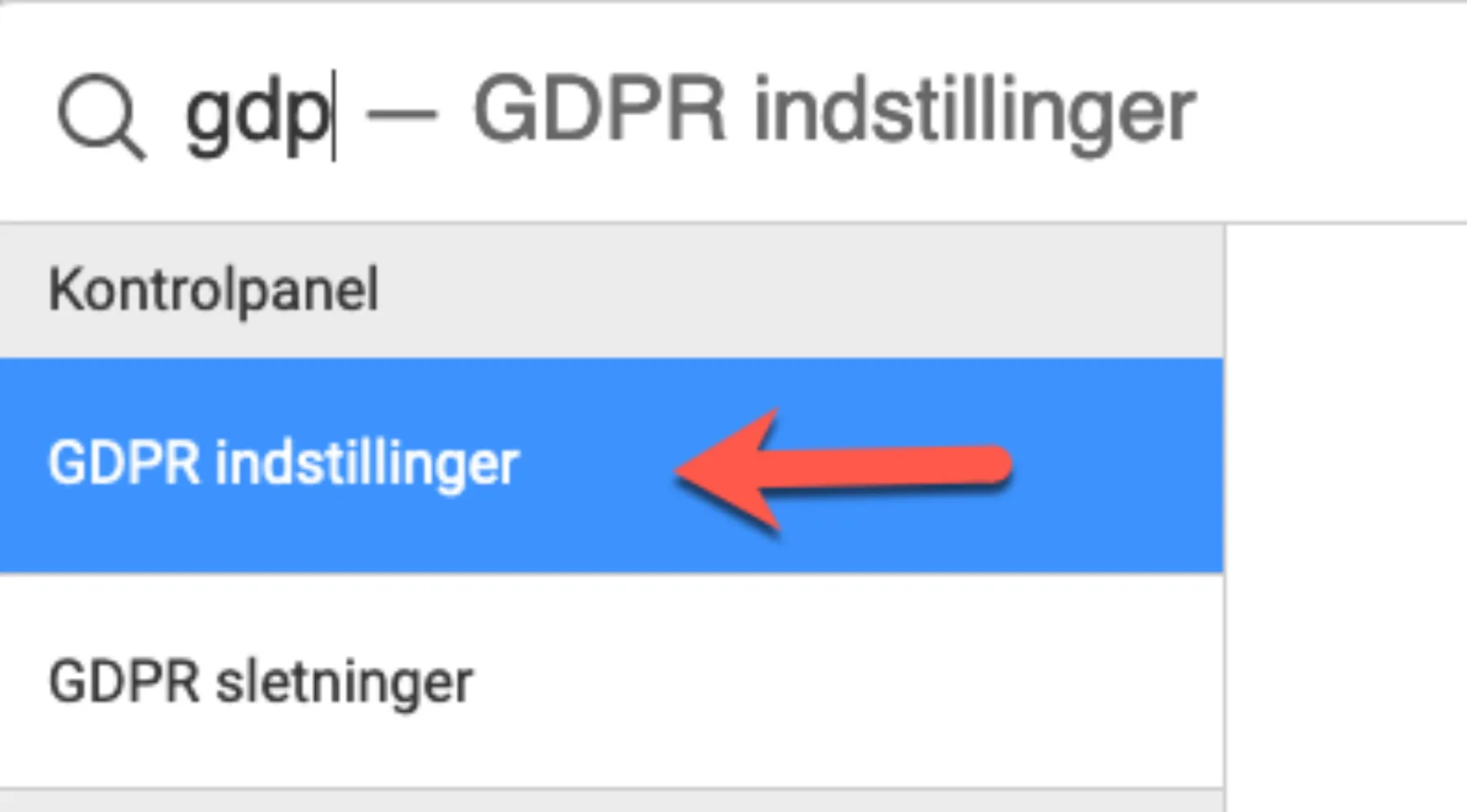 Søg GDPR indstillinger