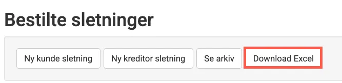 Mulighed for at downloade oversigt over gdpr sletninger