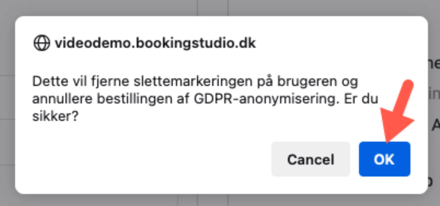 Bekræft sletning af GDPR anonymisering