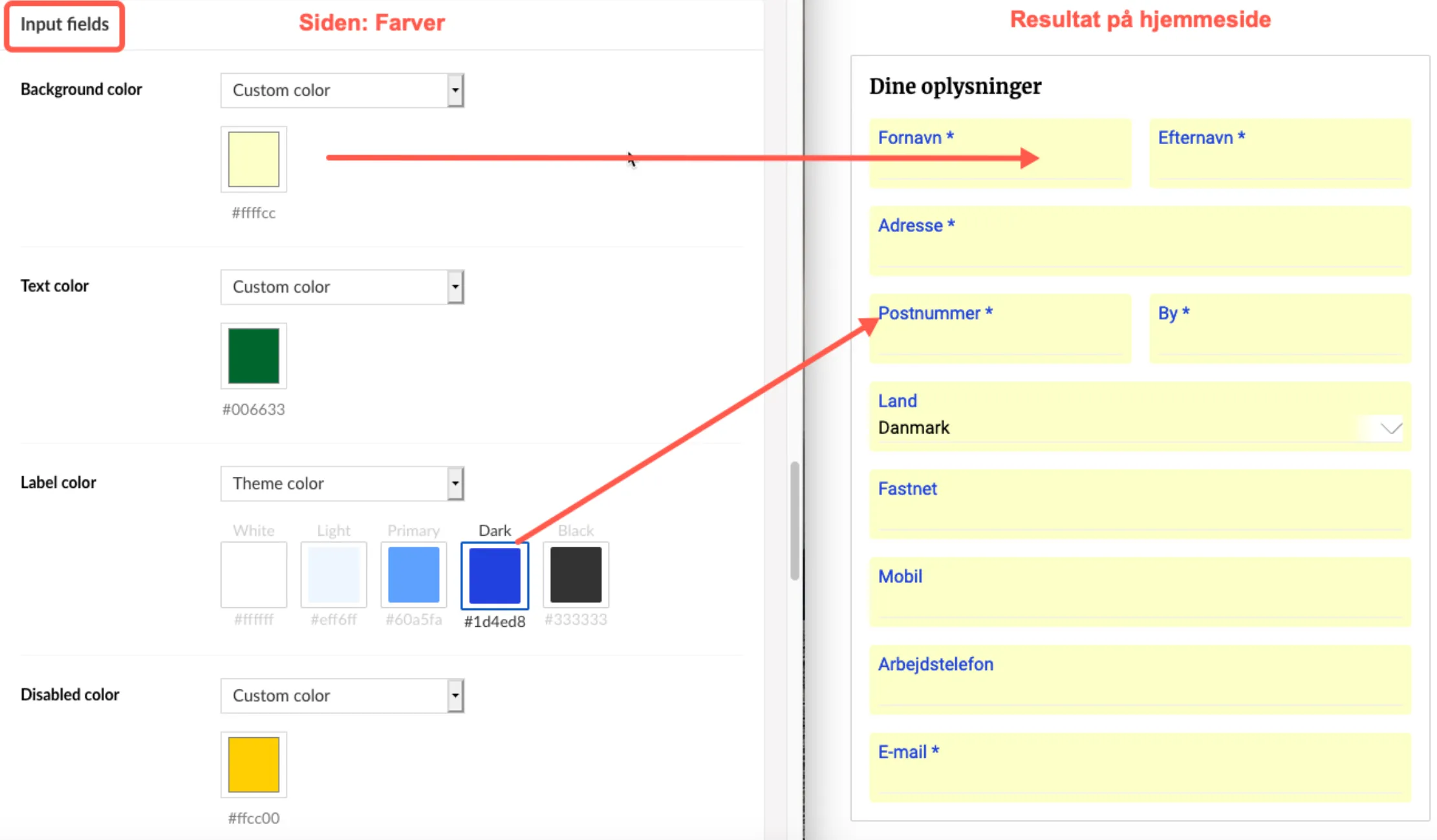 Input fields