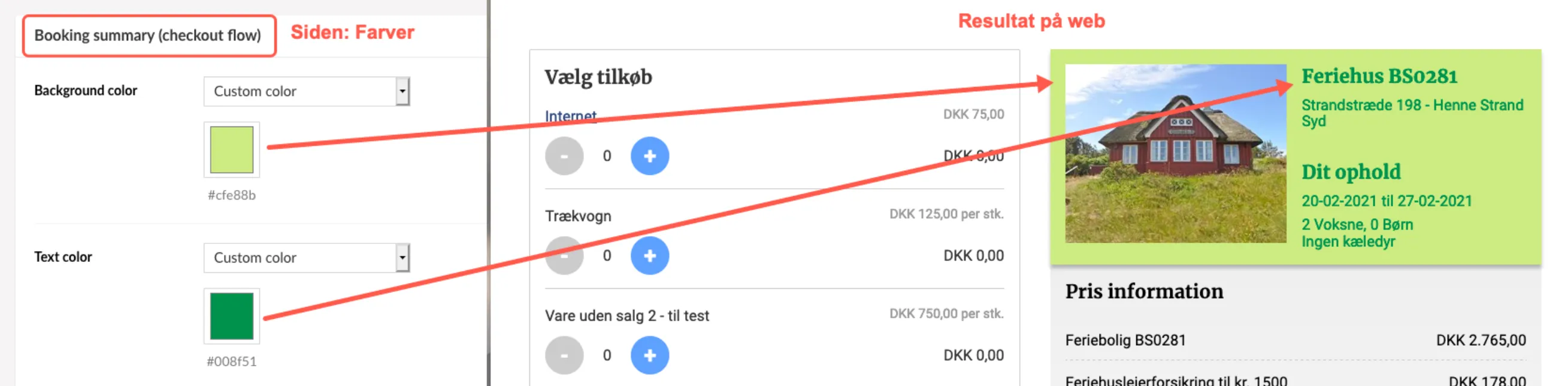 Booking summary