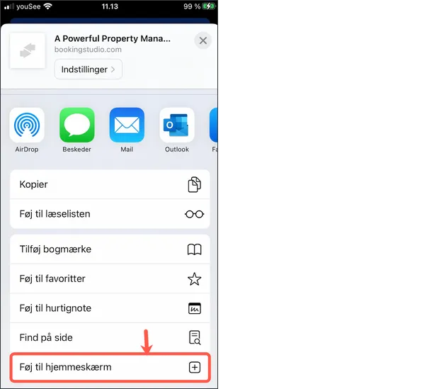 Føj til hjemmeskærm
