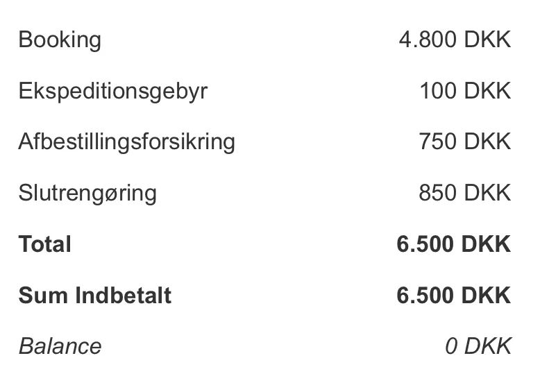 Eksempel på booking