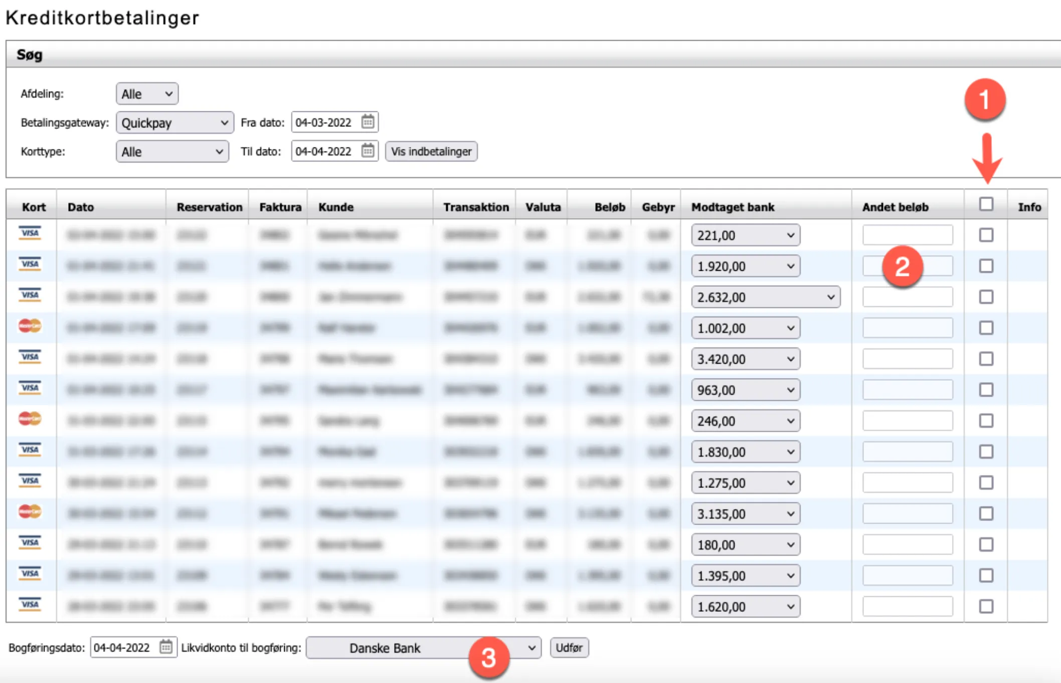 Indbetalinger på ventekontoen