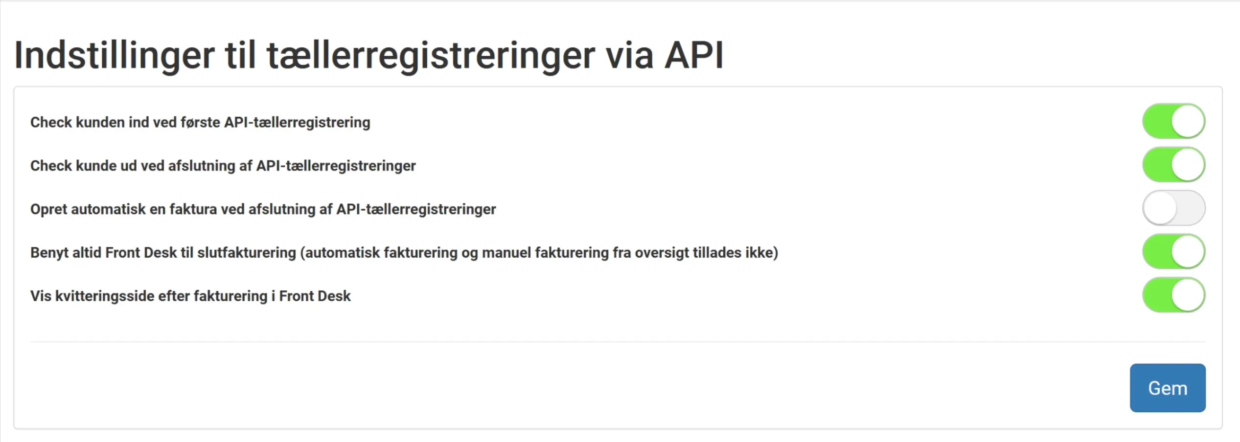 Indstillinger for systemet