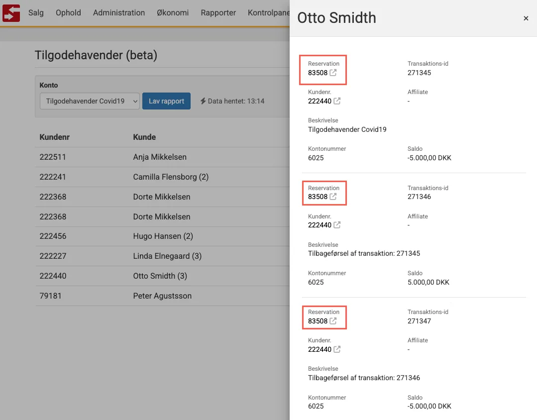 reservation tilgodehavende tilhører