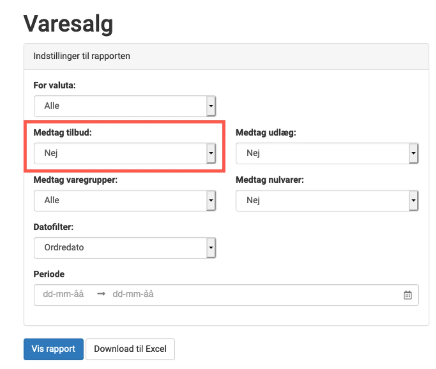 tilbud indgår i statestikker