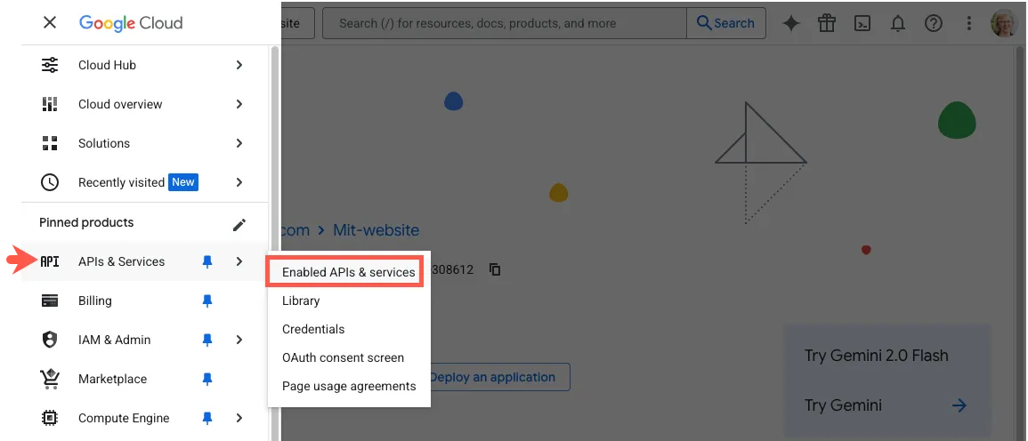 Vælg Enable APIs &#x26; services