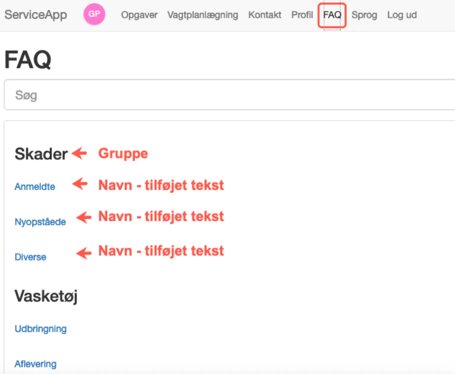Eksempel på visning