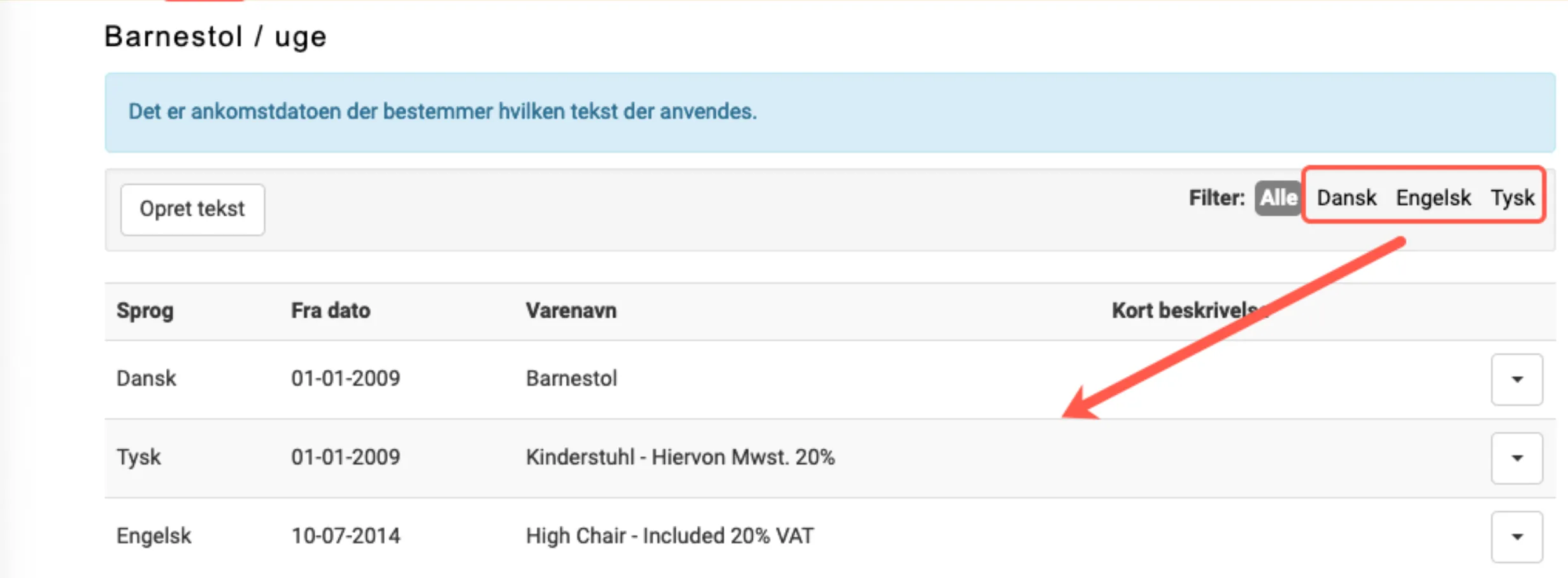 Tjek om der er tekster på alle sprog