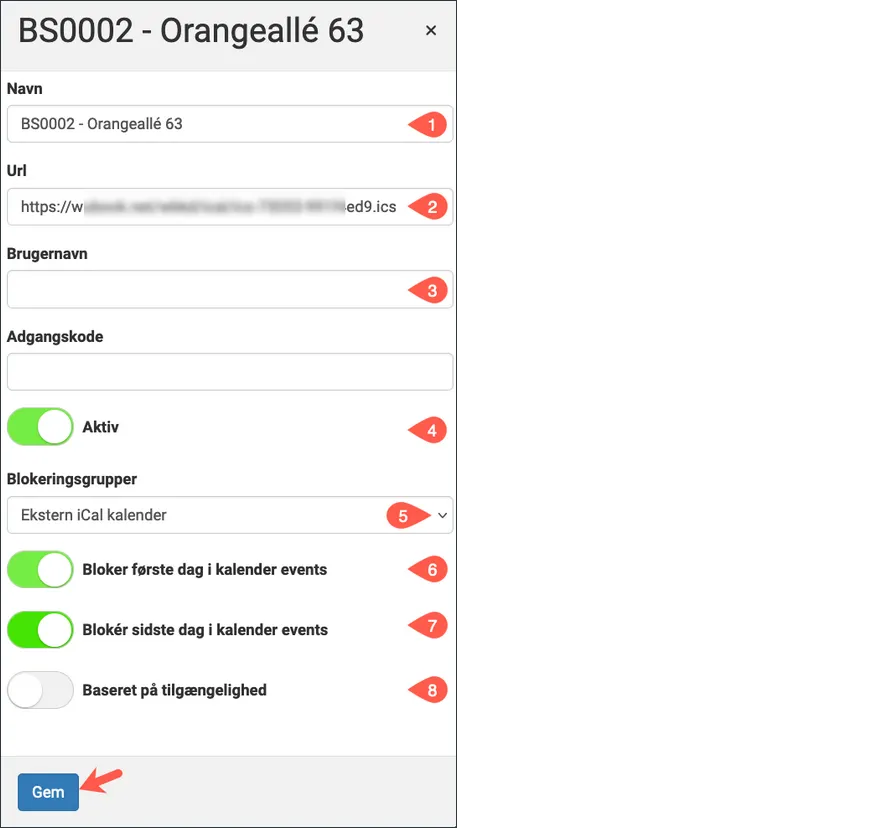 Felter der kan indstilles