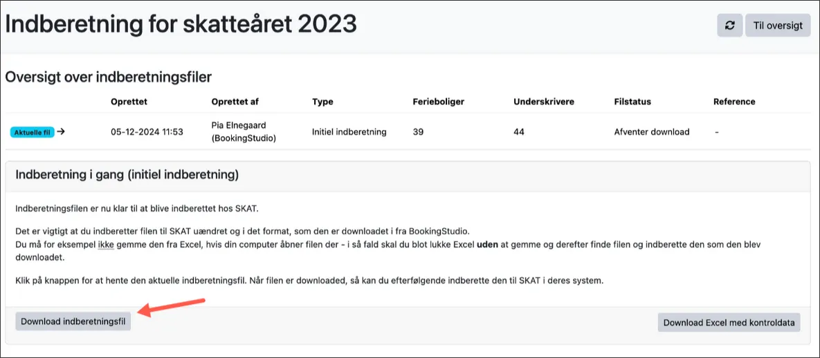 Download indberetningsfil