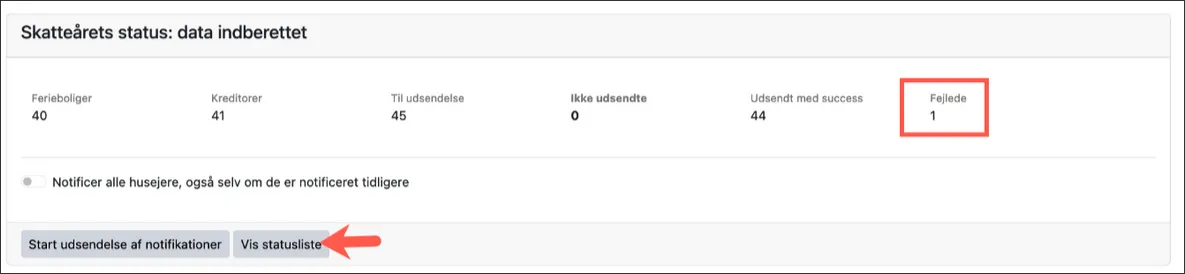 En fejlede notifikation