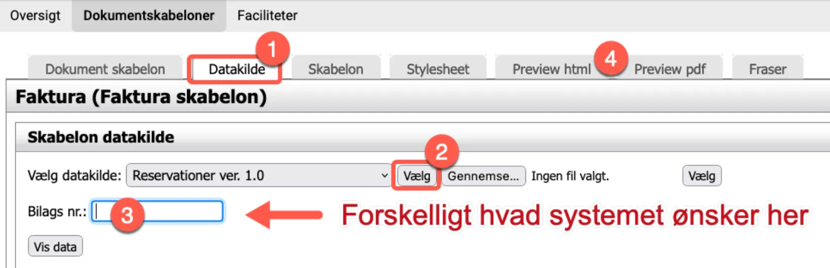 Tjek af fakturaskabelon