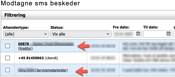 Modtaget SMS