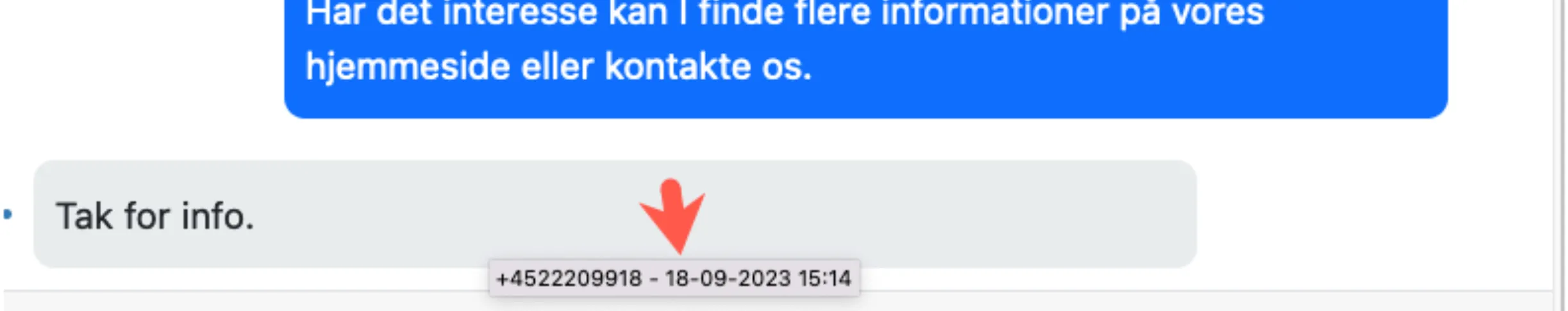 Se sms-info for afsendelse