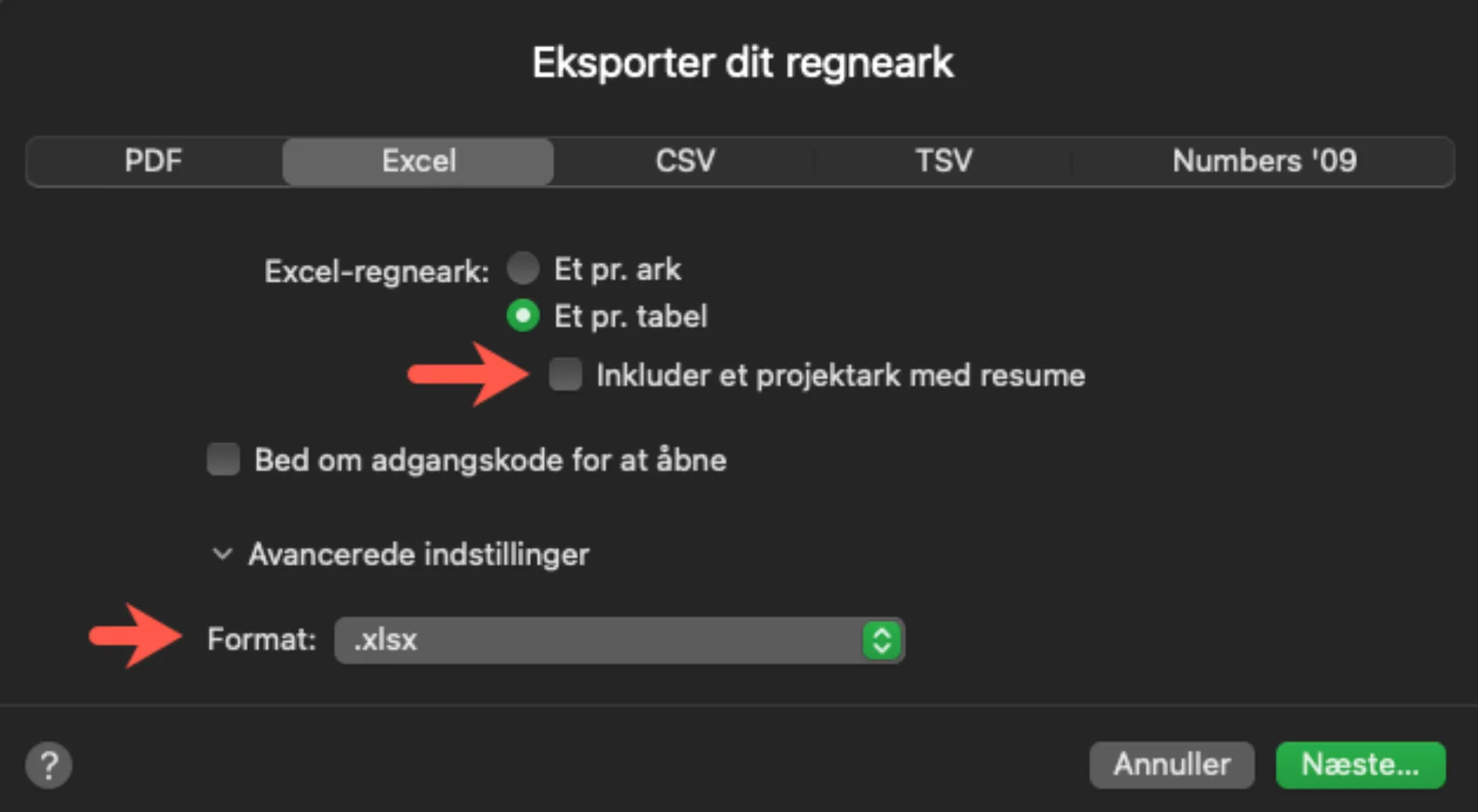 To Do under eksporten