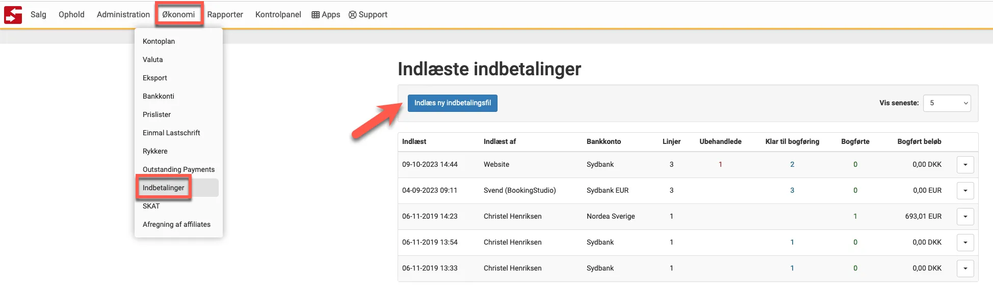 Indlæs ny indbetaling