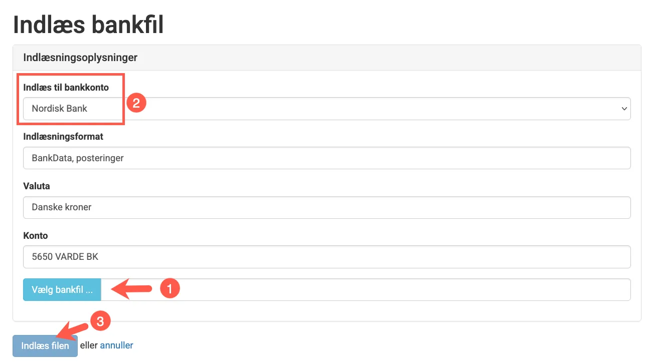 Indlæsning af bankfil