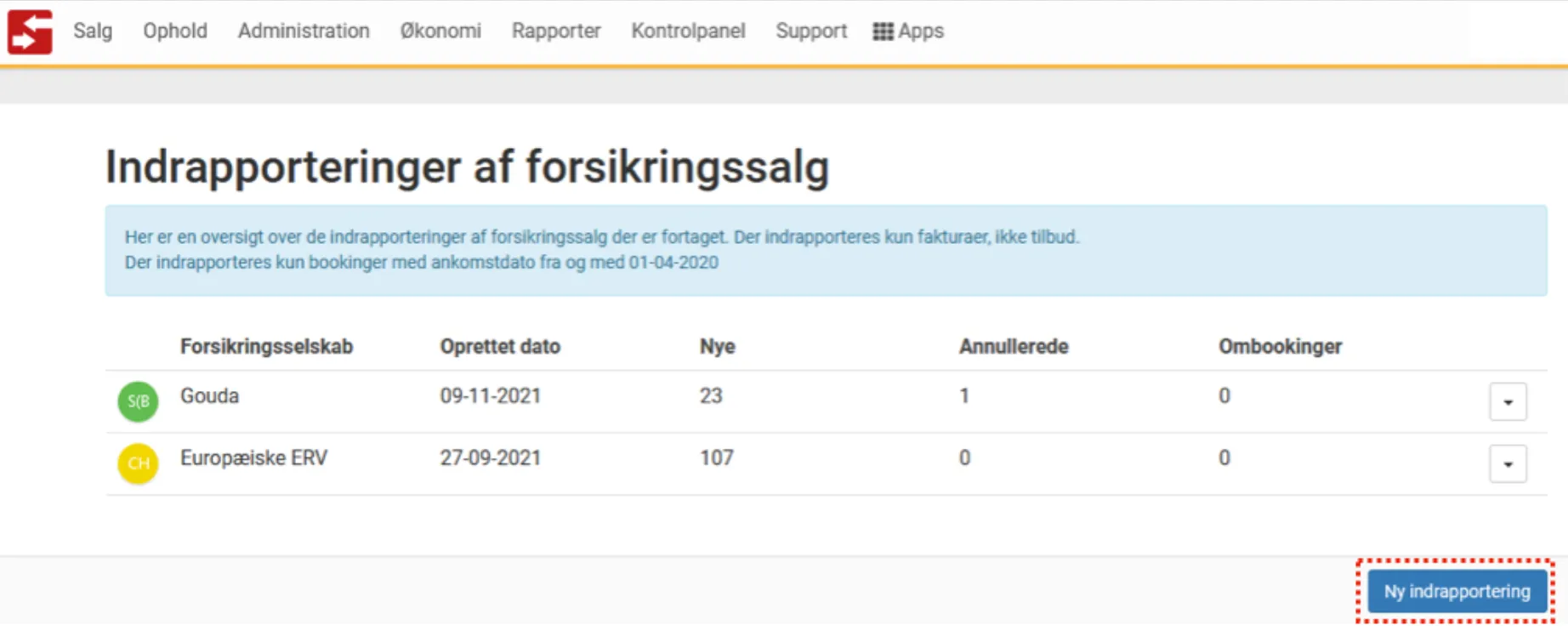 Ny indrapportering