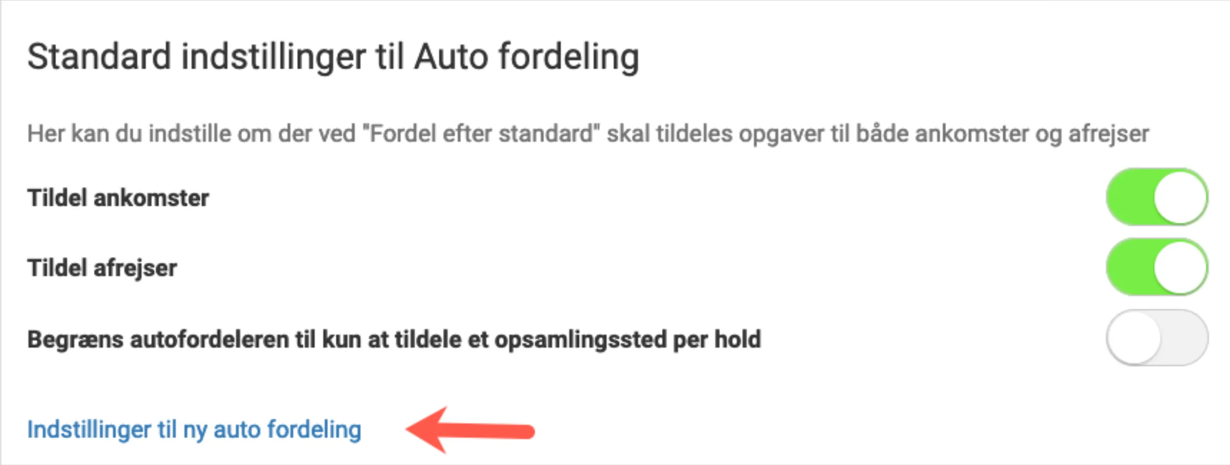 Vælg standard tildelingen
