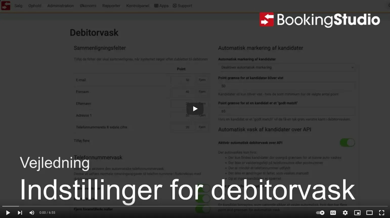 Indstillinger for debitorvask