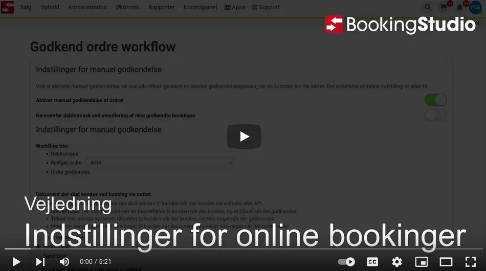 Indstillinger for online bookinger