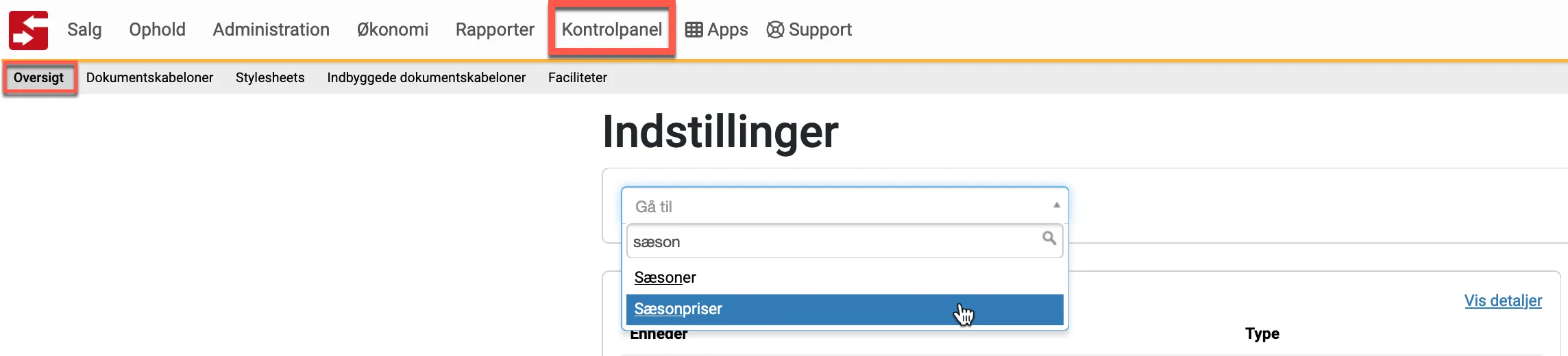 Søg sæsonpriser