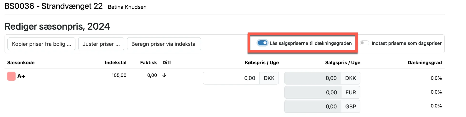 Låsning af salgspriser